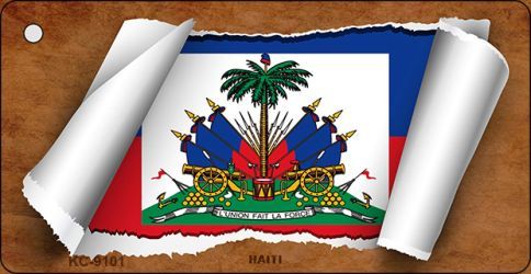 KC-9101 Haiti Flag Scroll Novelty Key Chain