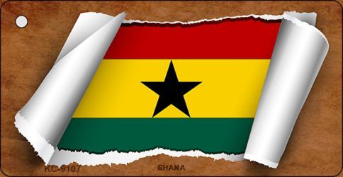 KC-9107 Ghana Flag Scroll Novelty Key Chain