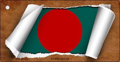 KC-9133 Bangladesh Flag Scroll Novelty Key Chain