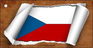KC-9159 Czech Republic Flag Scroll Novelty Key Chain