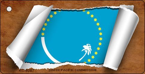 KC-9287 South Pacific Commission Flag Scroll Novelty Key Chain