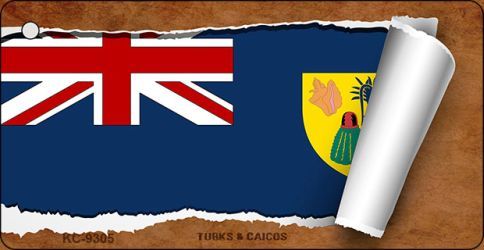 KC-9305 Turks & Caicos Flag Scroll Novelty Key Chain