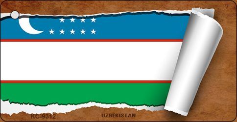 KC-9312 Uzbekistan Flag Scroll Novelty Key Chain