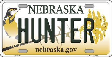 LP-10602 Hunter Nebraska Background Metal Novelty License Plate