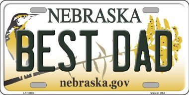 LP-10606 Best Dad Nebraska Background Metal Novelty License Plate