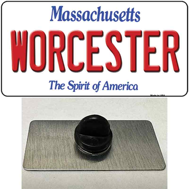 PIN-LP-10982 1.5 x 0.75 in. Worcester Massachusetts Novelty Rectangle Metal Hat Pin