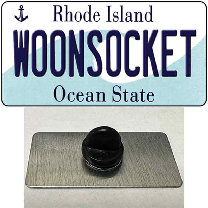 PIN-LP-11186 1.5 x 0.75 in. Woonsocket Rhode Island State Novelty Rectangle Metal Hat Pin