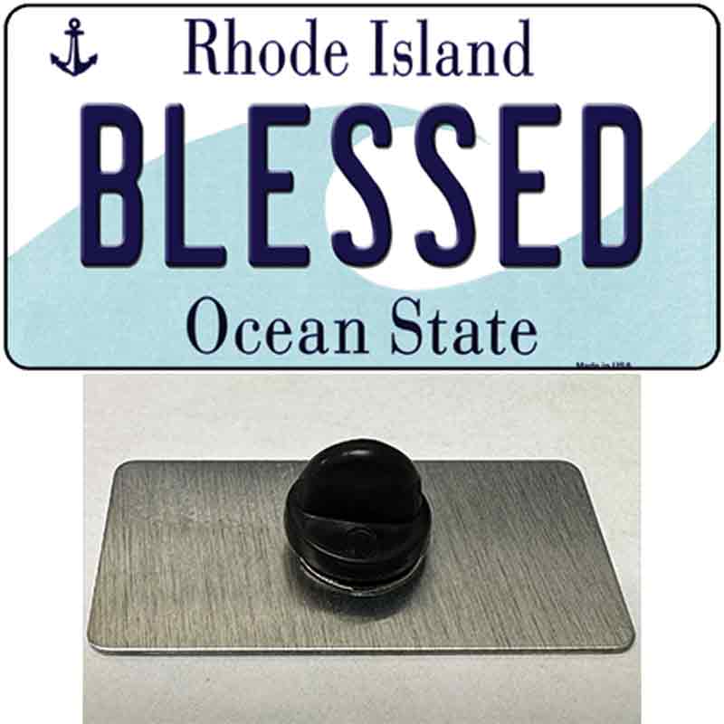PIN-LP-11215 1.5 x 0.75 in. Blessed Rhode Island State Novelty Rectangle Metal Hat Pin