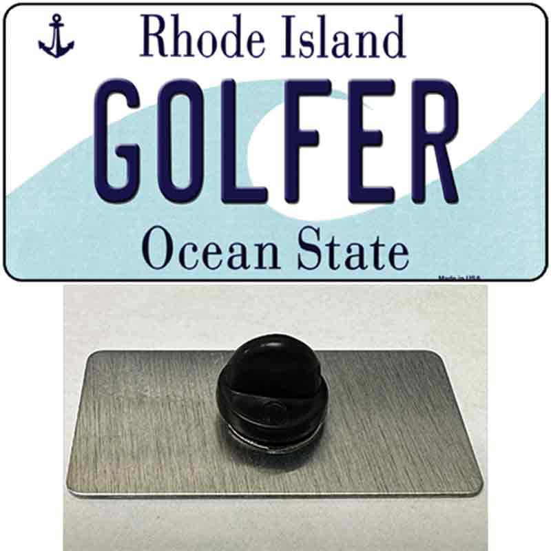 PIN-LP-11216 1.5 x 0.75 in. Golfer Rhode Island State Novelty Rectangle Metal Hat Pin