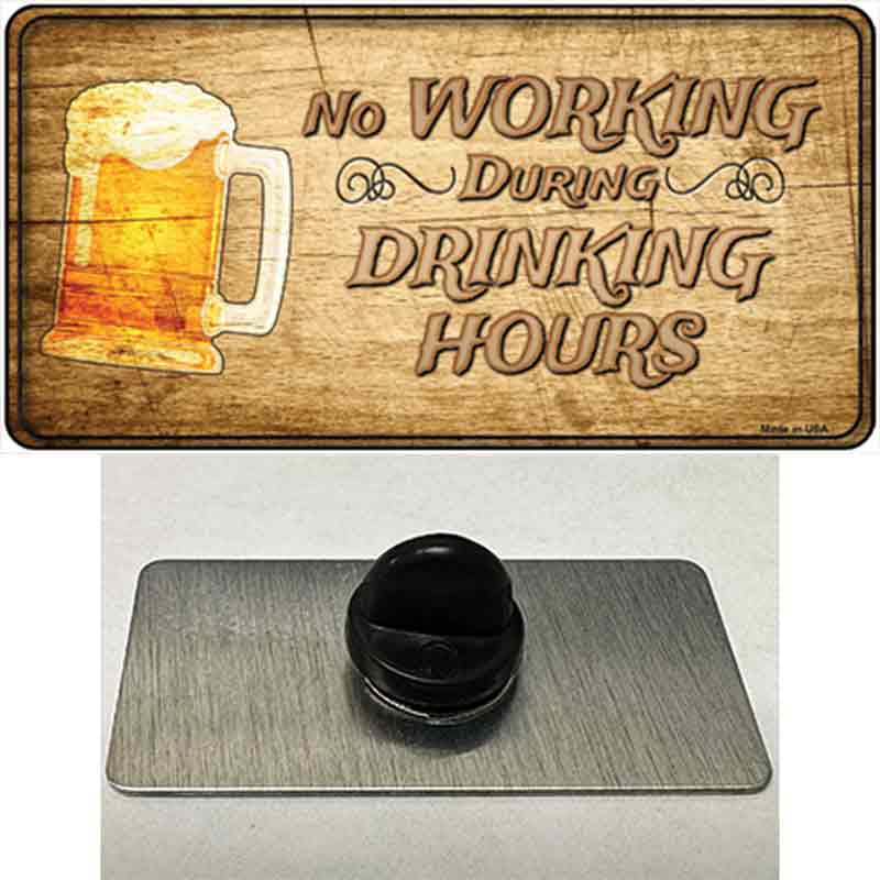 PIN-LP-11233 1.5 x 0.75 in. No Working During Drinking Hours Novelty Rectangle Metal Hat Pin