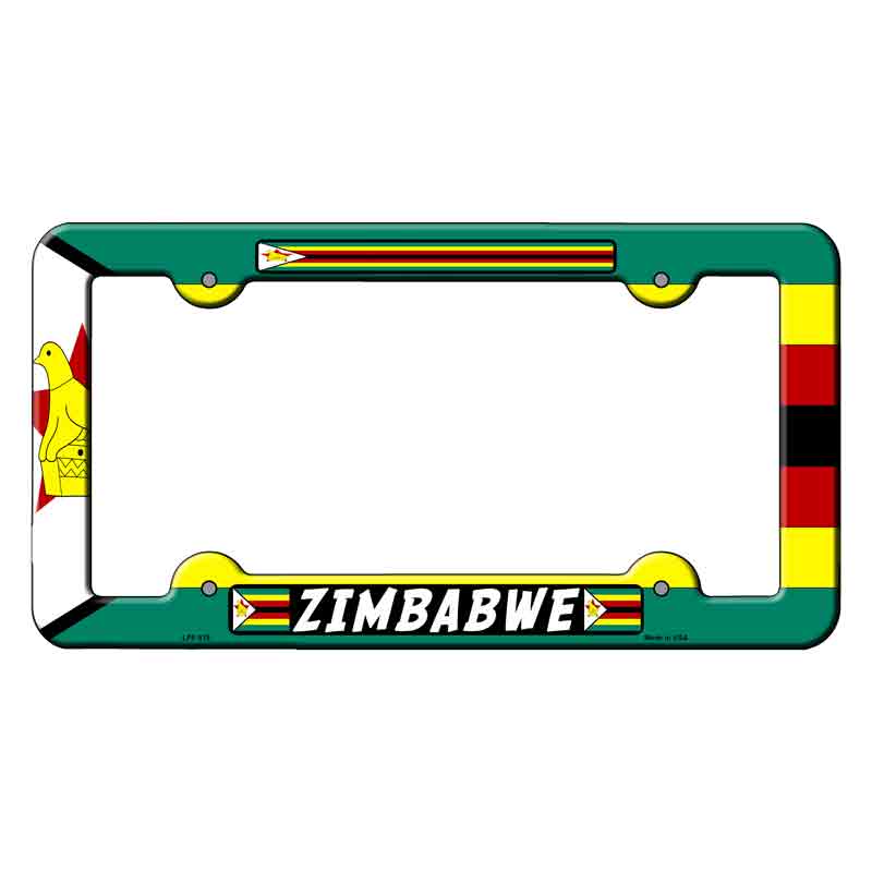 No.LPF-515 6 x 12 in. Zimbabwe Flag Novelty Rectangle Metal License Plate Frame