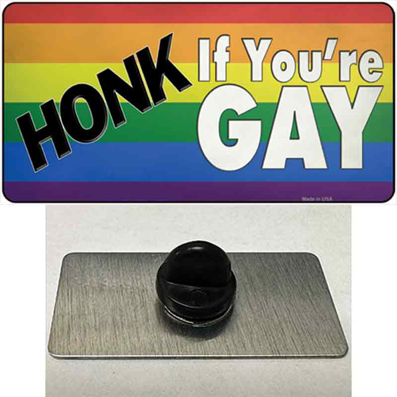 PIN-LP-13764 1.5 x 0.75 in. Honk If Youre Gay Novelty Rectangle Metal Hat Pin Tag