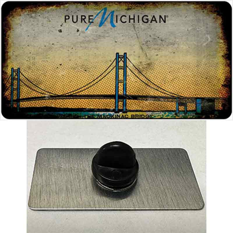 PIN-LP-14154 1.5 x 0.75 in. Pure Michigan Mackinac Bridge Rusty Novelty Rectangle Metal Hat Pin