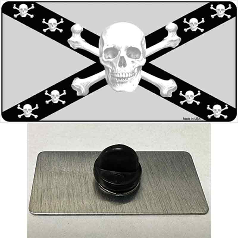 PIN-LP-171 1.5 x 0.75 in. Skull Black & Silver Novelty Rectangle Metal Hat Pin