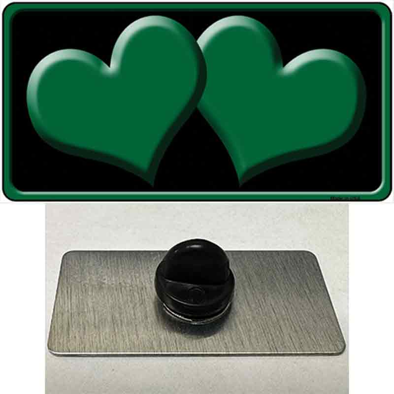 PIN-LP-2467 1.5 x 0.75 in. Solid Green Centered Hearts Black Novelty Rectangle Metal Hat Pin