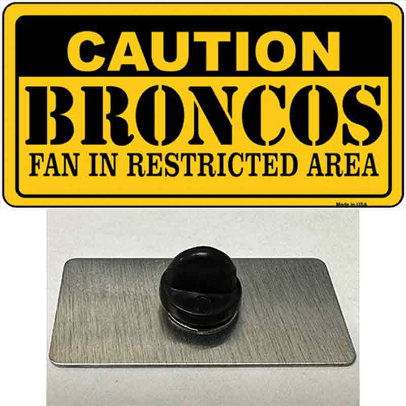 PIN-LP-2522 1.5 x 0.75 in. Caution Broncos Novelty Rectangle Metal Hat Pin