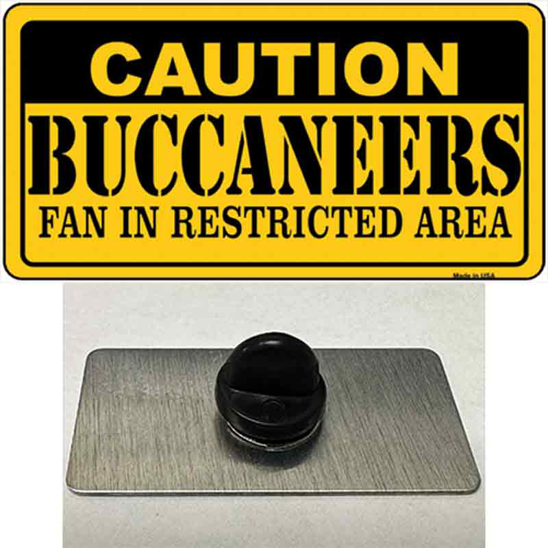 PIN-LP-2536 1.5 x 0.75 in. Caution Buccaneers Novelty Rectangle Metal Hat Pin