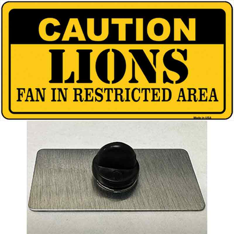 PIN-LP-2538 1.5 x 0.75 in. Caution Lions Novelty Rectangle Metal Hat Pin