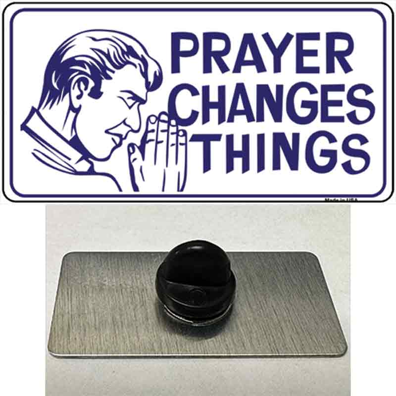 PIN-LP-259 1.5 x 0.75 in. Prayer Changes Things Novelty Rectangle Metal Hat Pin