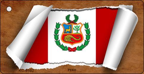 KC-9102 Peru Flag Scroll Novelty Key Chain