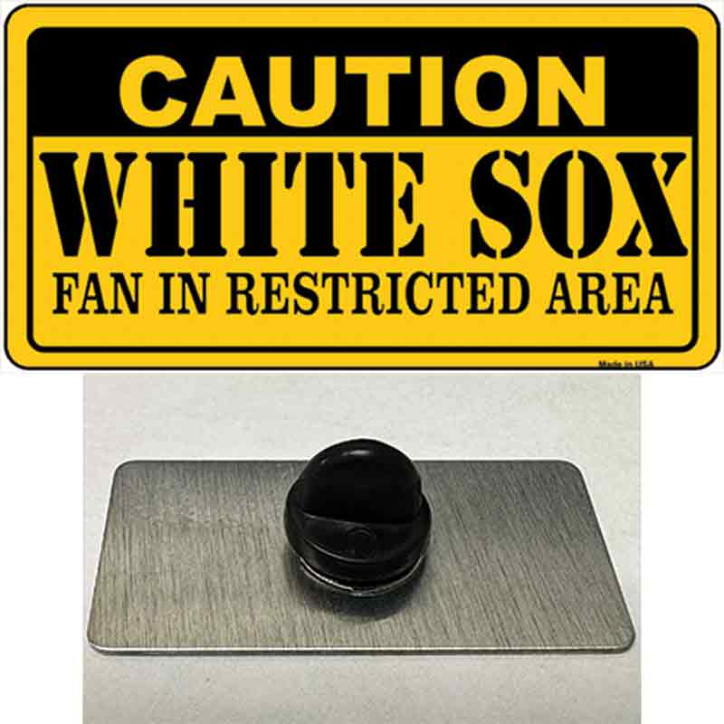 PIN-LP-2629 1.5 x 0.75 in. Caution White Sox Fan Novelty Rectangle Metal Hat Pin