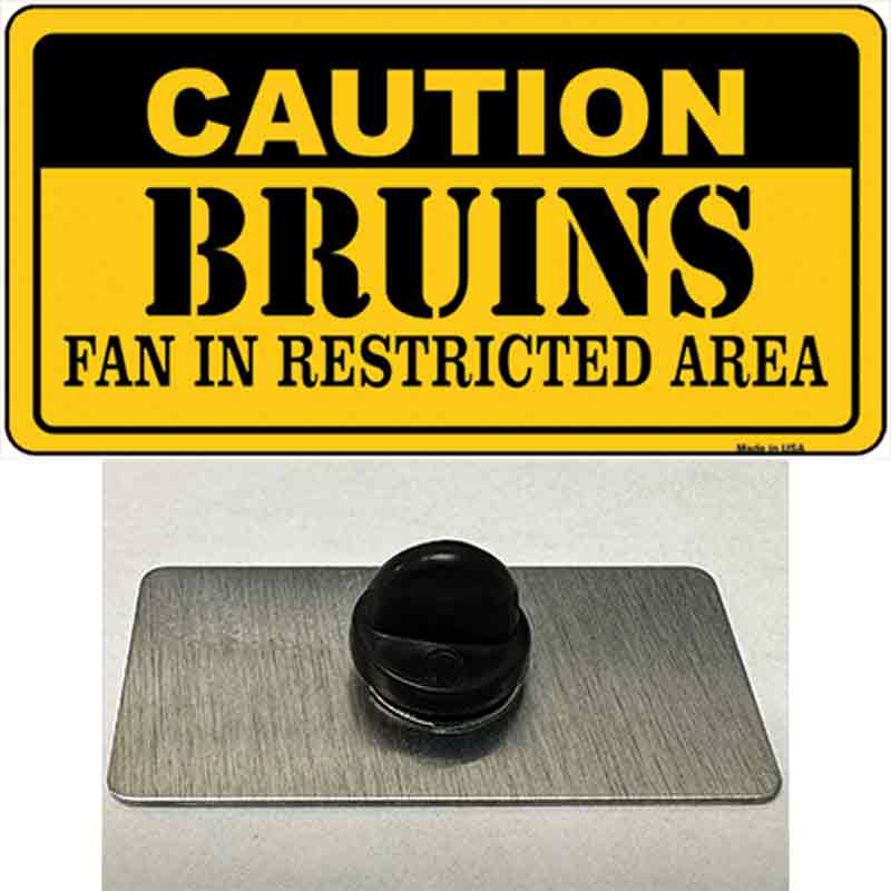 PIN-LP-2654 1.5 x 0.75 in. Caution Bruins Vanity Novelty Rectangle Metal Hat Pin
