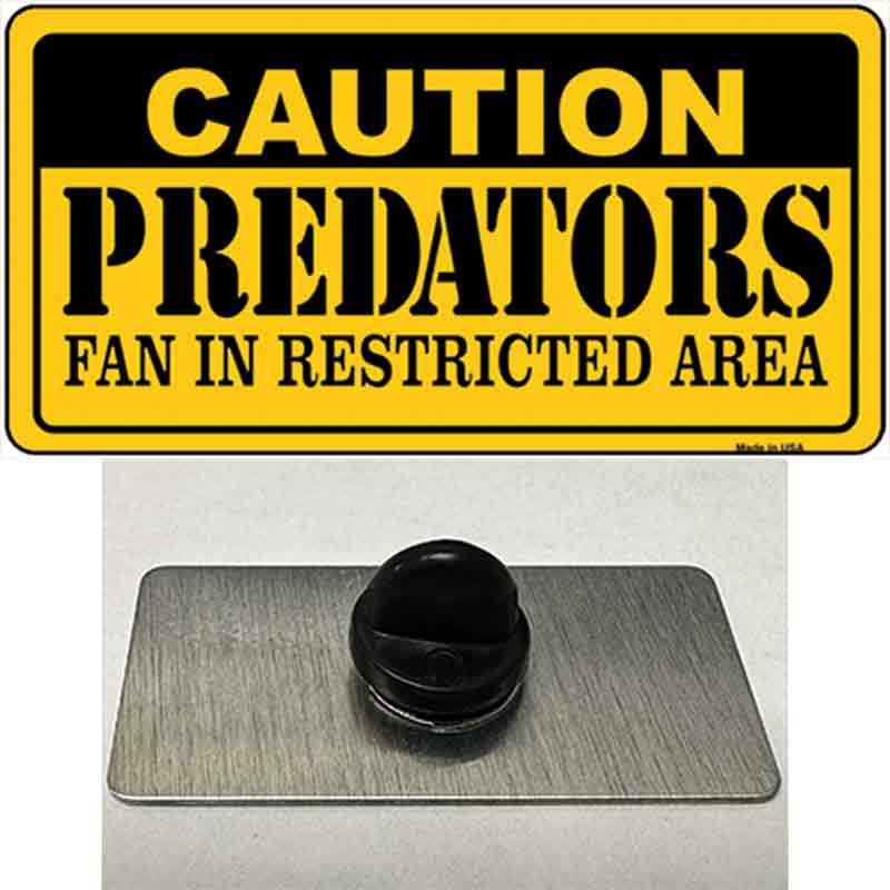 PIN-LP-2679 1.5 x 0.75 in. Caution Predators Novelty Rectangle Metal Hat Pin