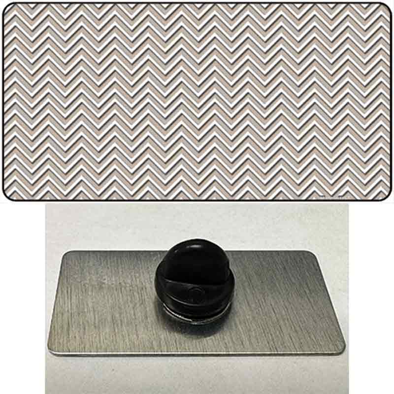 PIN-LP-2689 1.5 x 0.75 in. Tan & White Chevron Novelty Rectangle Metal Hat Pin