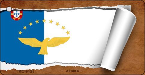 KC-9131 Azores Flag Scroll Novelty Key Chain
