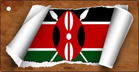 KC-9105 Kenya Flag Scroll Novelty Key Chain