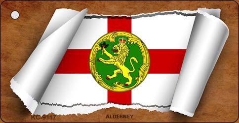 KC-9117 Alderney Flag Scroll Novelty Key Chain