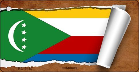 KC-9157 Comoros Flag Scroll Novelty Key Chain