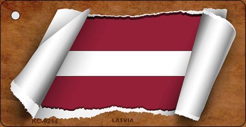 KC-9214 Latvia Flag Scroll Novelty Key Chain
