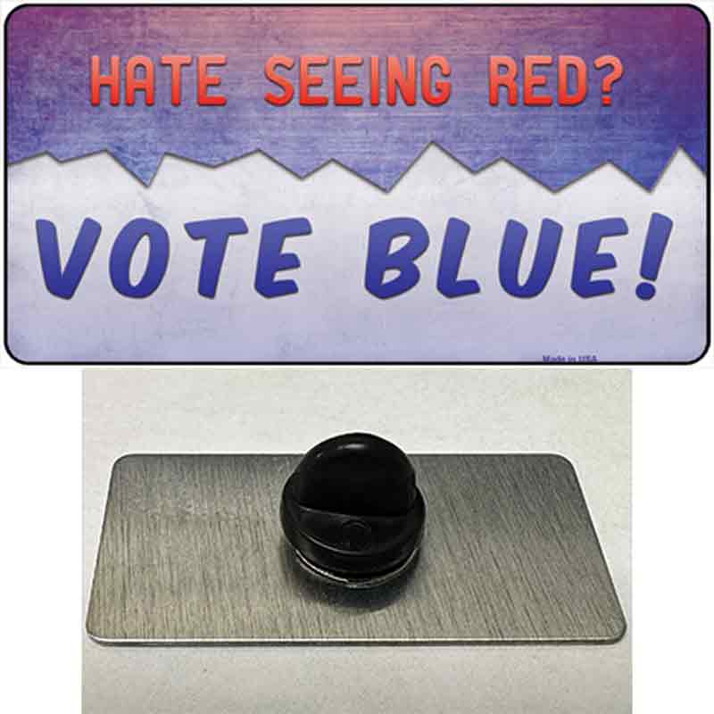 PIN-LP-12268 1.5 x 0.75 in. Hate Seeing Red Vote Blue Novelty Rectangle Metal Hat Pin