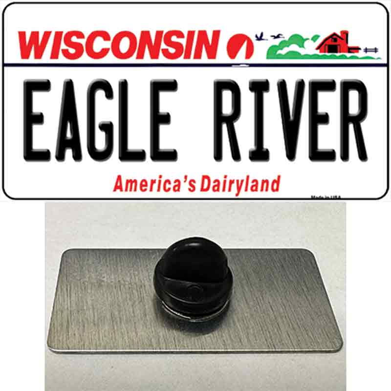 PIN-LP-12282 1.5 x 0.75 in. Wisconsin Eagle River Novelty Rectangle Metal Hat Pin