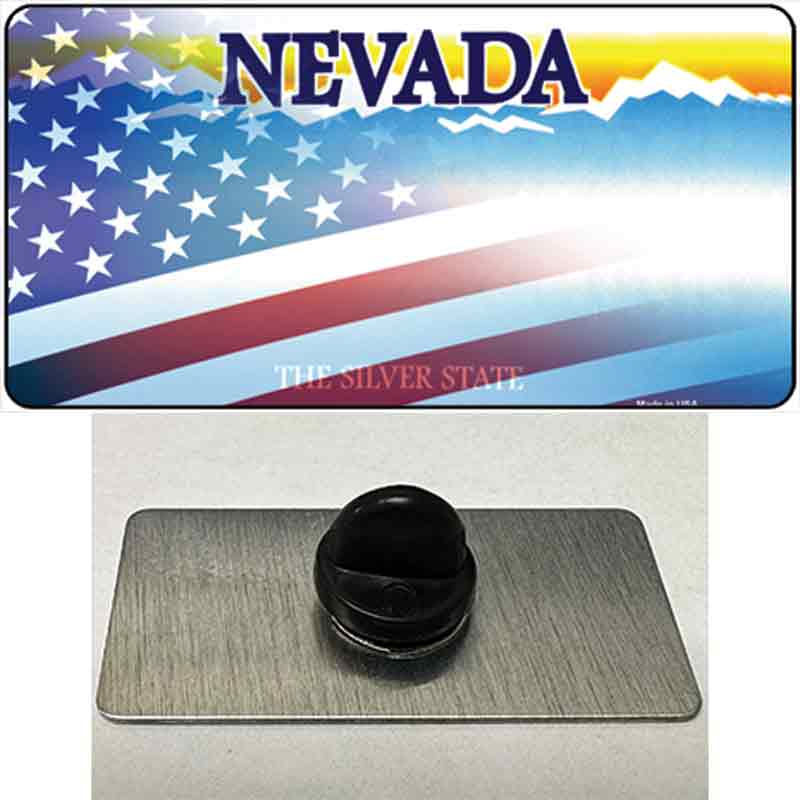 PIN-LP-12357 1.5 x 0.75 in. Nevada with American Flag Novelty Rectangle Metal Hat Pin