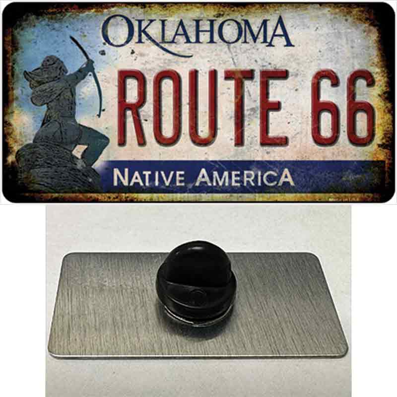 PIN-LP-12509 1.5 x 0.75 in. Route 66 Oklahoma Rusty Novelty Rectangle Metal Hat Pin