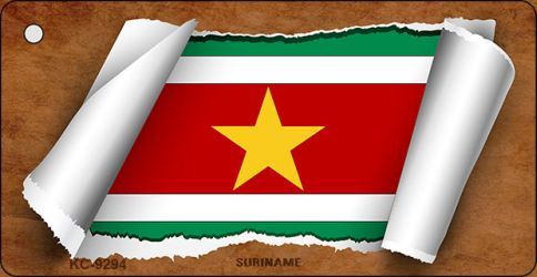 KC-9294 Suriname Flag Scroll Novelty Key Chain