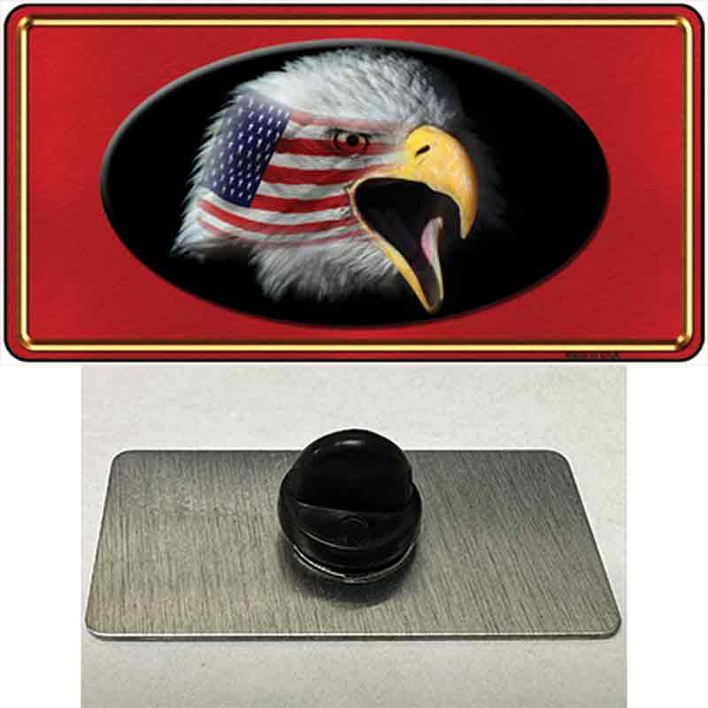 PIN-LP-1318 1.5 x 0.75 in. American Flag Eagle Red Novelty Rectangle Metal Hat Pin