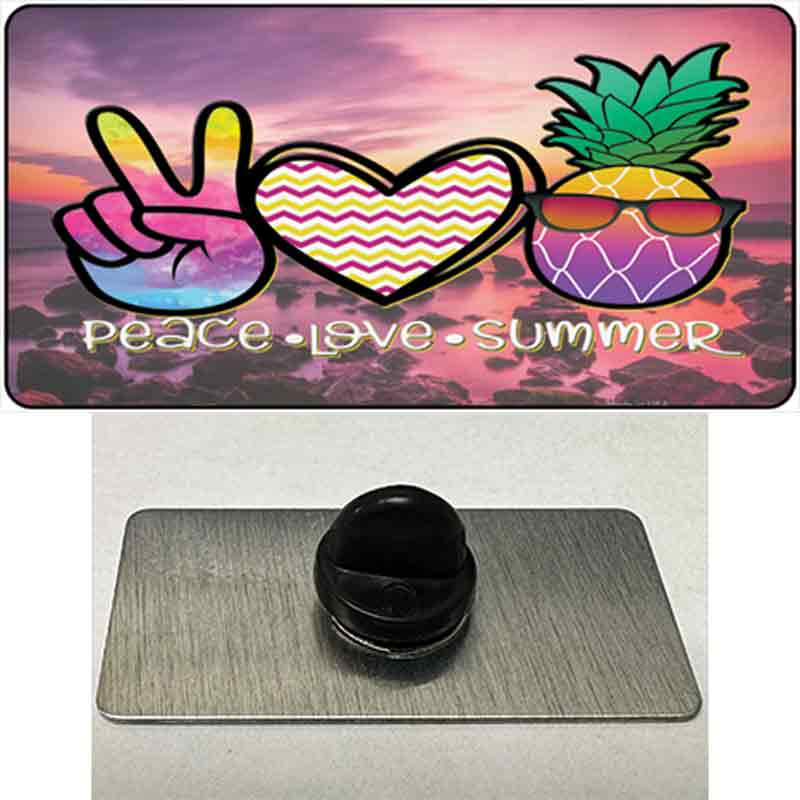 PIN-LP-14179 1.5 x 0.75 in. Peace Love Summer Pineapple Beach Novelty Rectangle Metal Hat Pin