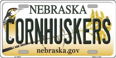 LP-10579 Cornhuskers Nebraska Background Metal Novelty License Plate