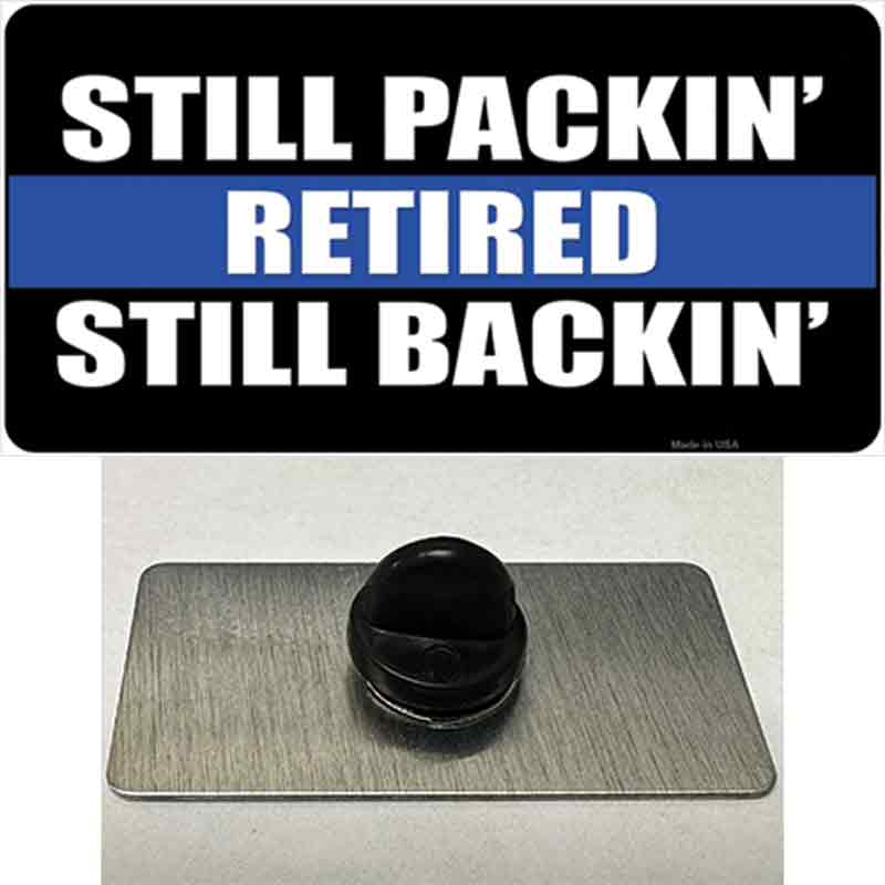 PIN-LP-14149 1.5 x 0.75 in. Still Packin Still Backin Police Line Novelty Rectangle Metal Hat Pin