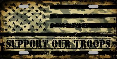 LP-10743 Camo American Flag Support Troops Novelty Metal License Plate