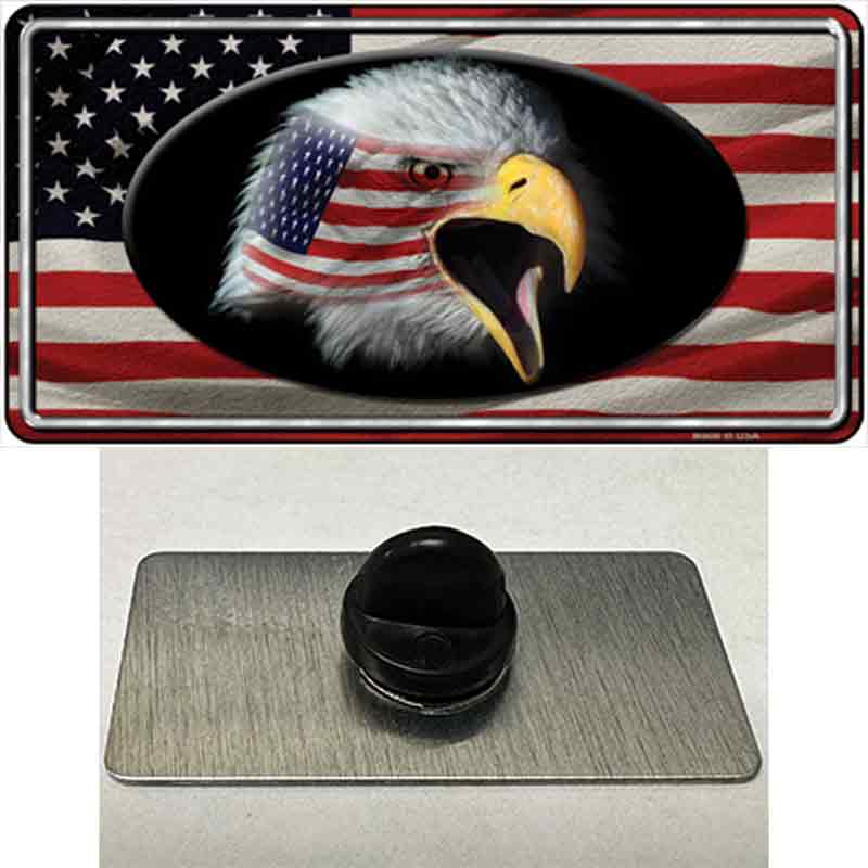 PIN-LP-1317 1.5 x 0.75 in. American Flag Eagle Novelty Rectangle Metal Hat Pin