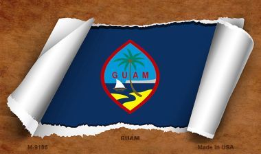 SMART BLONDE Guam Flag Scroll Novelty Metal Magnet M-9186