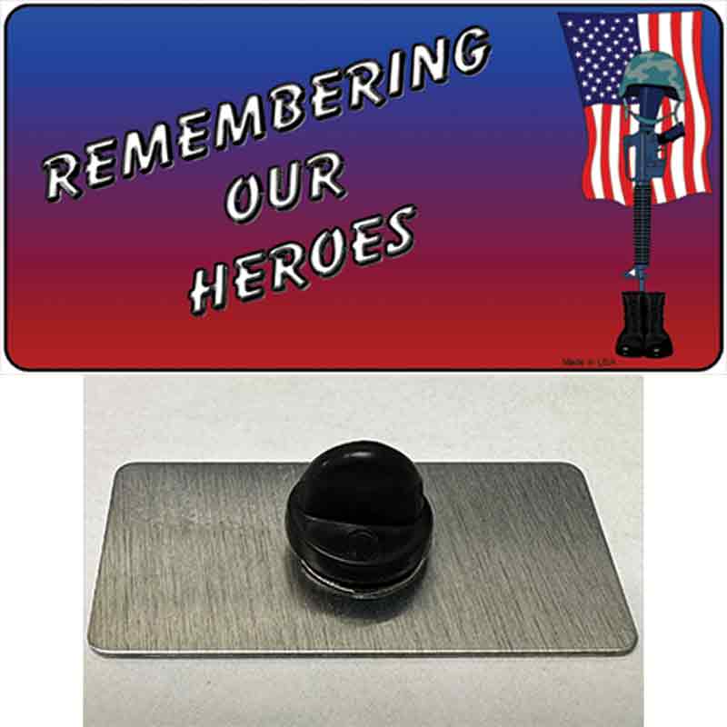 PIN-LP-1315 1.5 x 0.75 in. Remembering Our Heroes Novelty Rectangle Metal Hat Pin