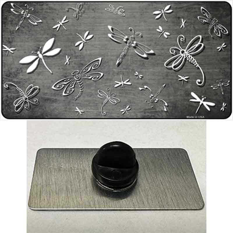 PIN-LP-7699 1.5 x 0.75 in. Grey & White Dragonfly Oil Rubbed Novelty Rectangle Metal Hat Pin