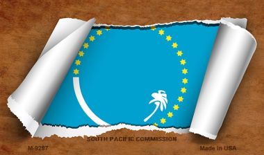 M-9287 South Pacific Commission Flag Scroll Novelty Metal Magnet