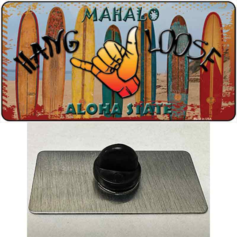 PIN-LP-7832 1.5 x 0.75 in. Hang Loose Surfboards Hawaii State Novelty Rectangle Metal Hat Pin
