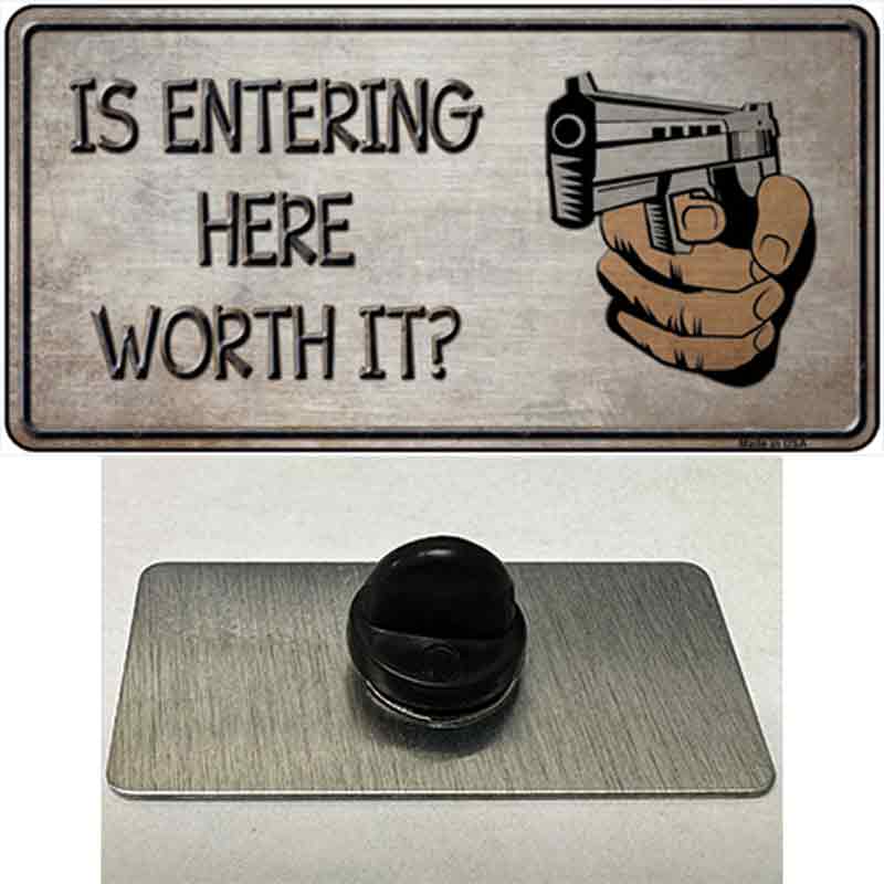 PIN-LP-7881 1.5 x 0.75 in. Entering Worth It Novelty Rectangle Metal Hat Pin